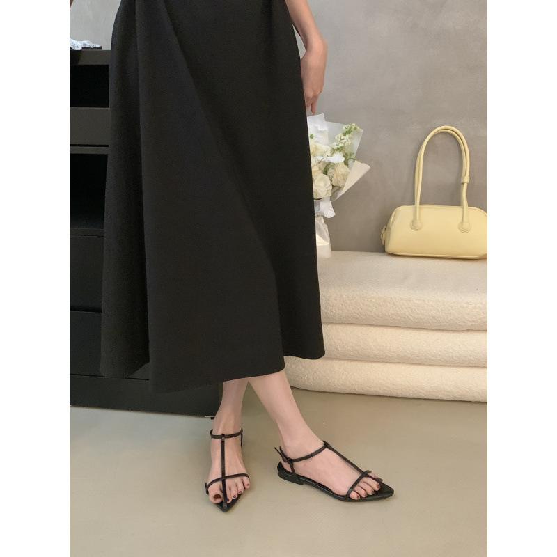 

Flat bottom thin strap red sandals fairy shoes new seaside beach with skirt shoes 39 абрикосовый