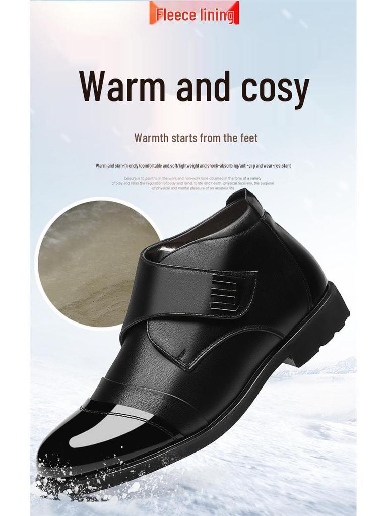 Herren 2025 Winter High-Top Fleecegefütterte Schneestiefel - Britischer Stil Warme Baumwolle Lederschuhe