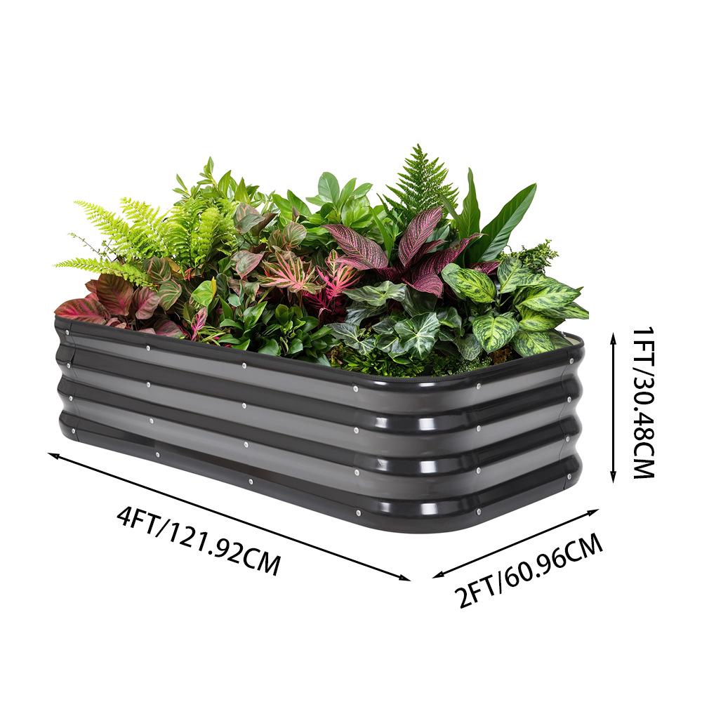 Galvanized Steel Modular Planter Box for Outdoor Vegetables & Flowers - Ideal for Patio, Backyard, or Balcony.