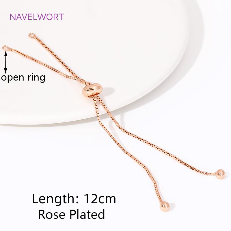 

Multi Styles 18K Gold Plated Brass Adjustable Box Chain with Silicone Insert Beads For DIY Bracelet Jewelry Making Accessories 2 pieces
