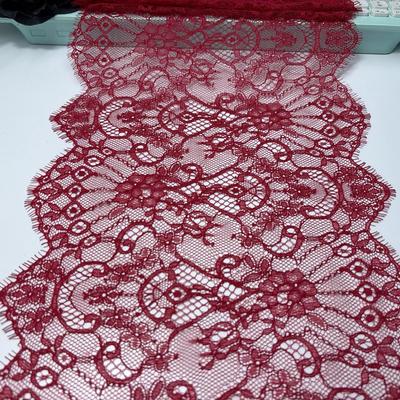 3m X 28.5cm Dark Red French Chantilly Lace, Non-stretch Eyelash Lace Fabric for Sewing, Bra, Underwear, Lingerie, Dress, Garment, Crafting