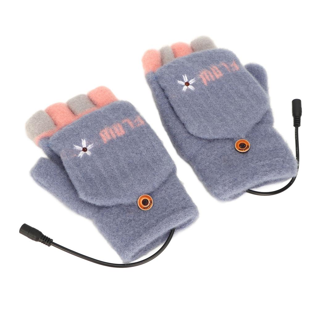 Beheizte Fäustlinge Doppelseitige Heizung Halbfingerlose Heizstrickhandschuhe für den Winter