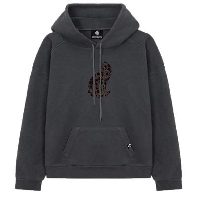 Ev Leopard Cat Pigment Fleece Hoodie (Dark Gray)