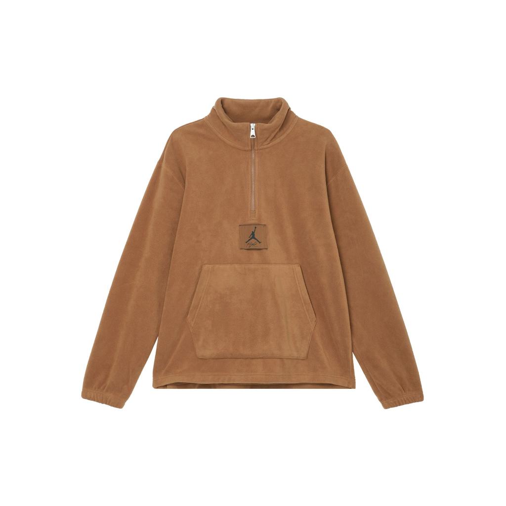 Jordan Solid Logo Stand Collar Fleece Jacket Men Outerwear Light-Brown FD7864-281