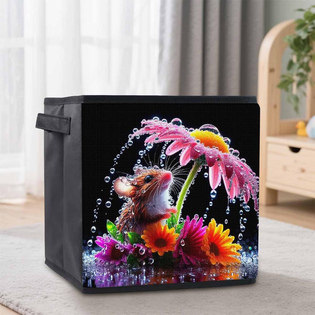 Flowers and Mice 5D Diamond Painting Storage Basket Full Round Drill Mosaic Diamond Embroidery Cross Stitch Kits Home Decor Home Decor