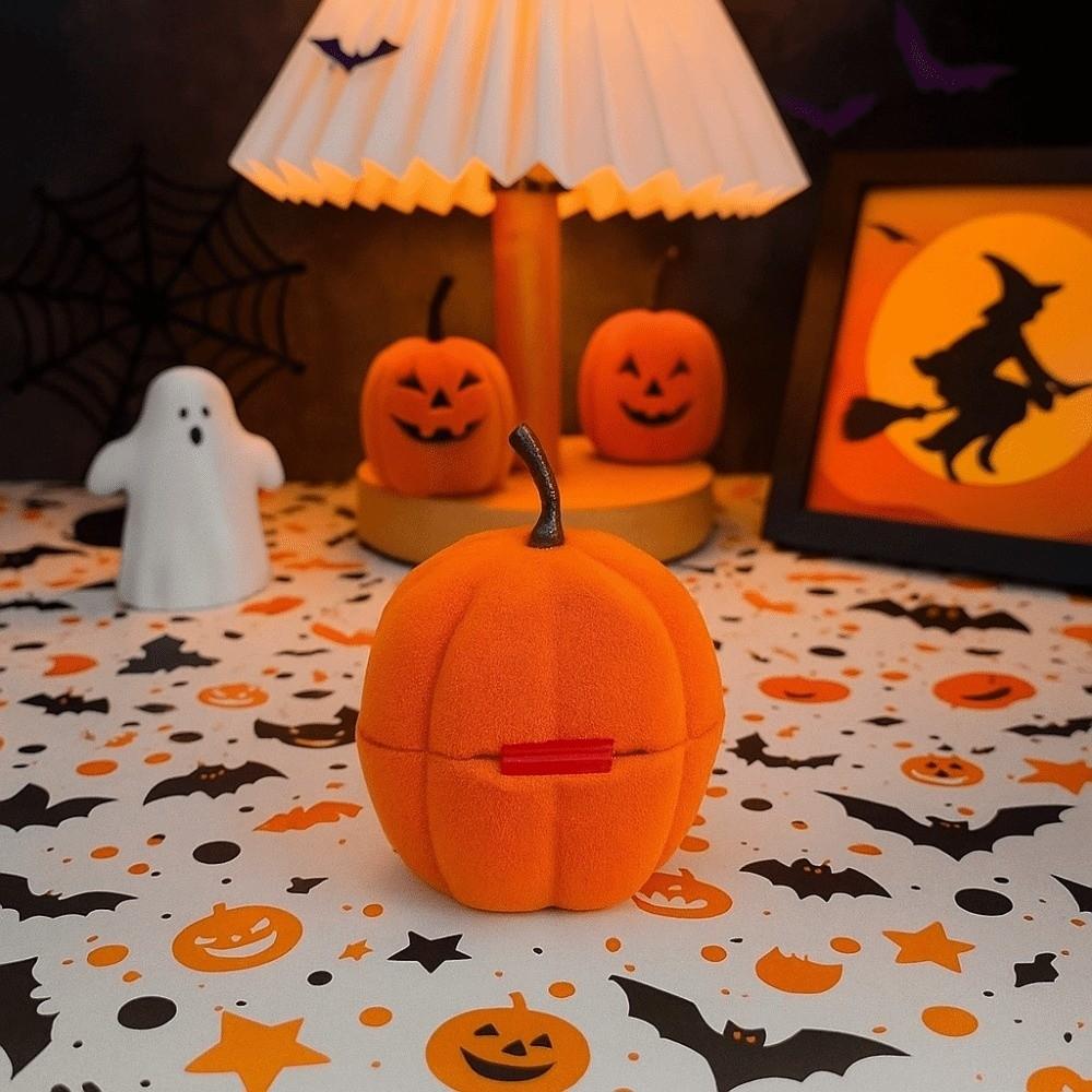 Anti-collision Halloween Jewelry Box Wedding Flannel Jewelry Organizer Pumpkin Rings Box  Propose