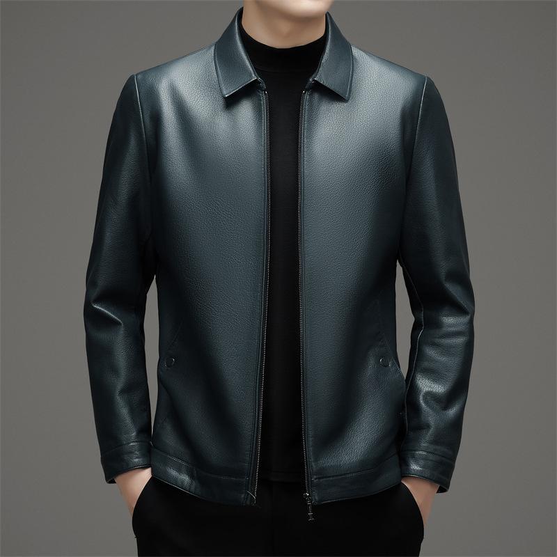 Genuine Leather Jacket for Men, Sheepskin, Middle-aged and Elderly Leather Jacket, Large Size Middle-aged Jacket