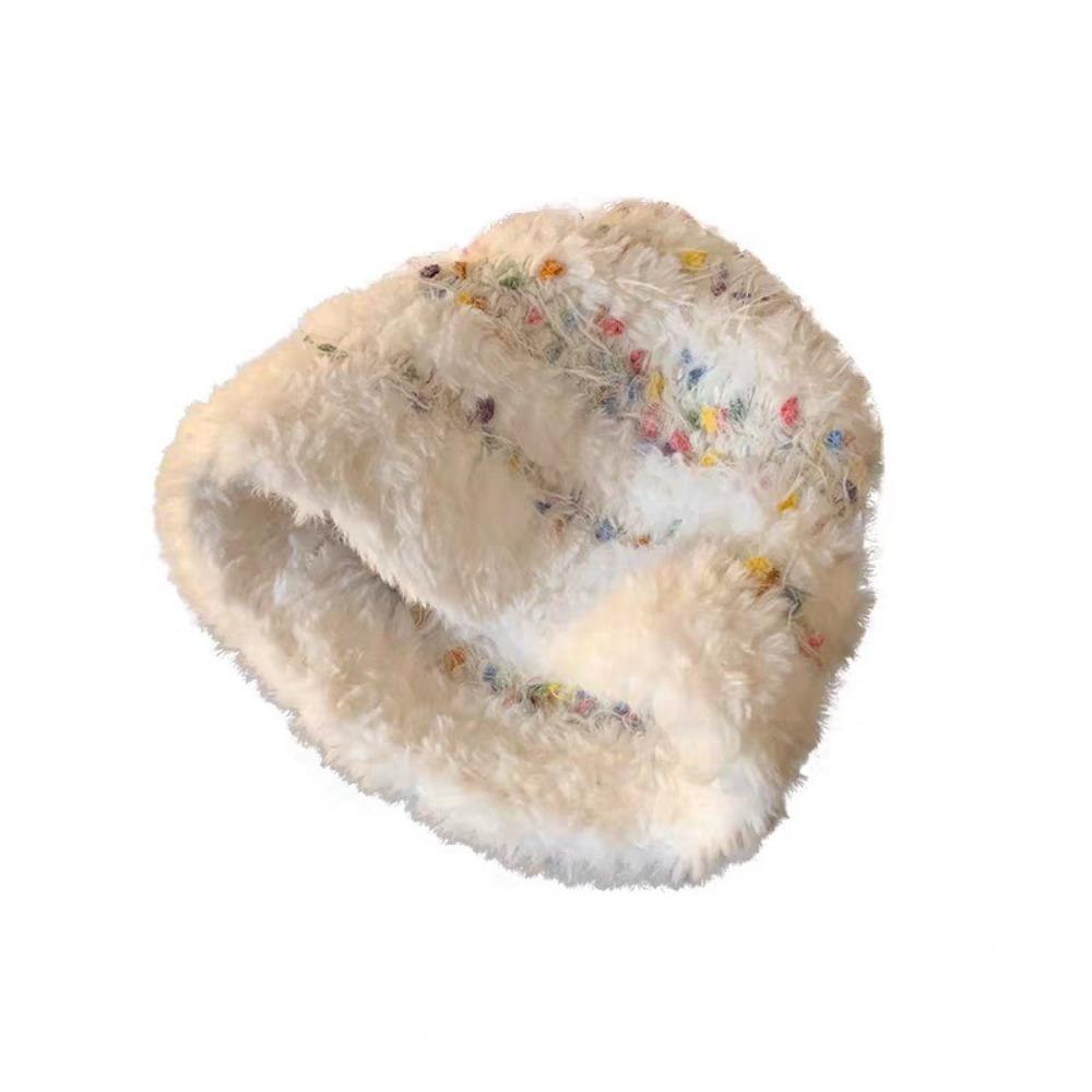 Korean Style Faux Fur Bucket Hat Keep Warm Winter Basin Cap Fashion Plush Fisherman Hat  Women