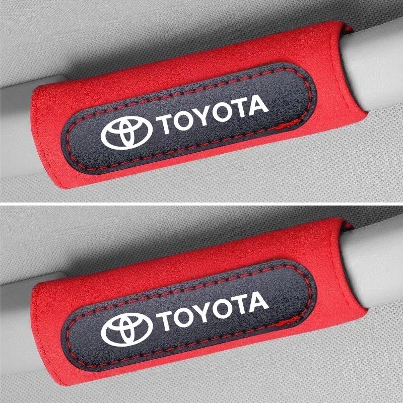 2 Stück Wildleder Auto Innenraum Griff Schutzhülle Dach Ziehgriff Handschuhe für Toyota Prado Yaris Verso Fortuner Supra Corolla Zubehör F10