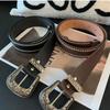 Fashion Y2K Waist Belts Rivet PU Leather Women Gothic Belts Carved Needle Buckle Punk Hip Hop Belt