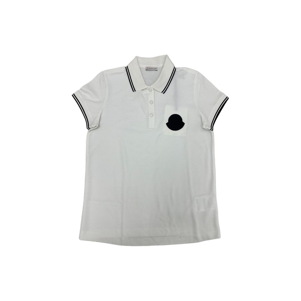 Moncler Logo Button Detail Color Block Short Sleeve Polo Shirt Women tops White 20938351600V8042034