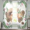 Christmas Plants Pine Needles Pinecone Squirrels Sheer Curtains Modern Gauze Curtain for Living Room Bedroom Voile Yarn Curtains