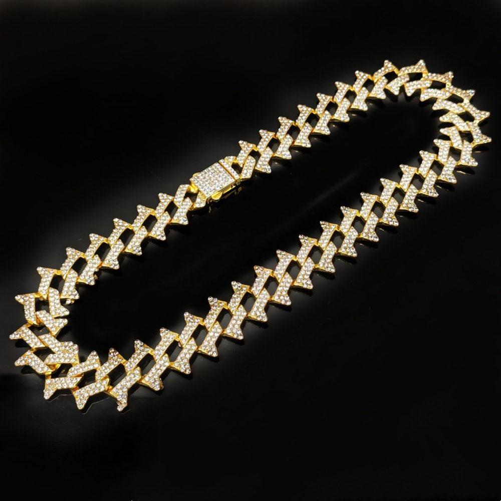 Hip Hop 21mm Prong Miami Cuban Chain Necklaces Micro Pave Rhinestones Luxury Bling Iced Out Charms Hiphop Rapper For Men Jewelry