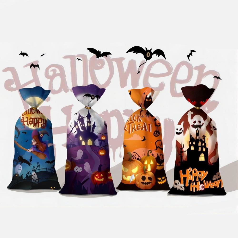 50pcs Reusable Snacks Candy Biscuit Bag Cute Drawstring Bag Halloween Candy Bag Holiday Party