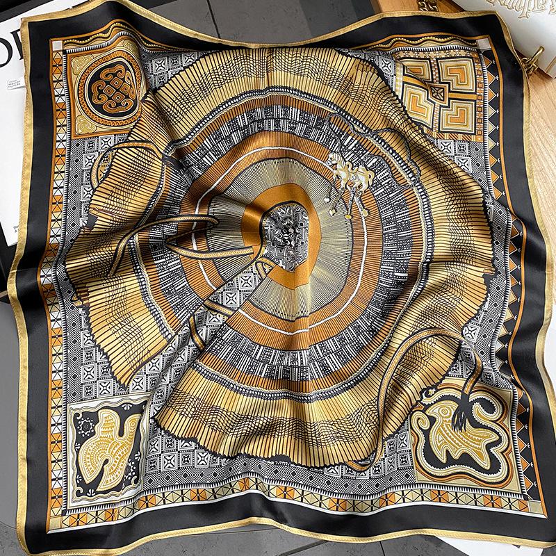 Pure Silk Luxury Hijab Shawl and Wrap Print Scarf for Women Neckerchief Hair Band Bag Wrist Headband Bandana Echarpe