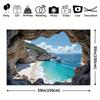 Seaside Cave View Backdrop Natural Rock Cave Coastal Scenery Photography Background Cloth for Wedding & Vacation Theme