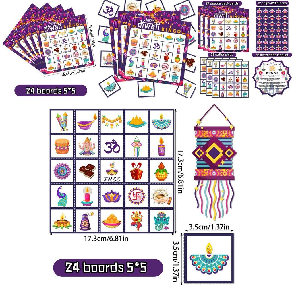 Diwali Party Bingo Spiel Set Mit Papierkarten Für Kinder Und Erwachsene Feier