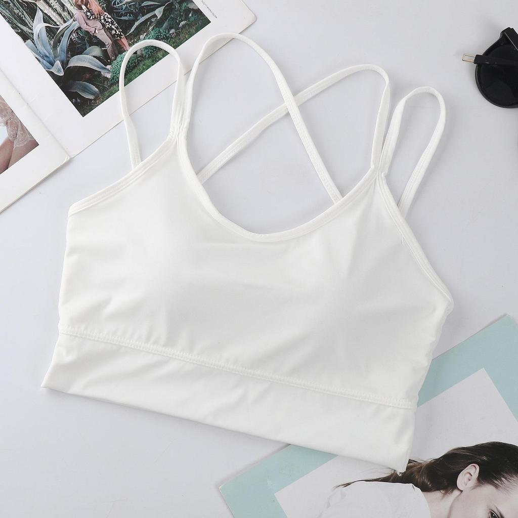 Sommer-BH aus Eis-Seide mit gekreuzten Trägern und festen Cups