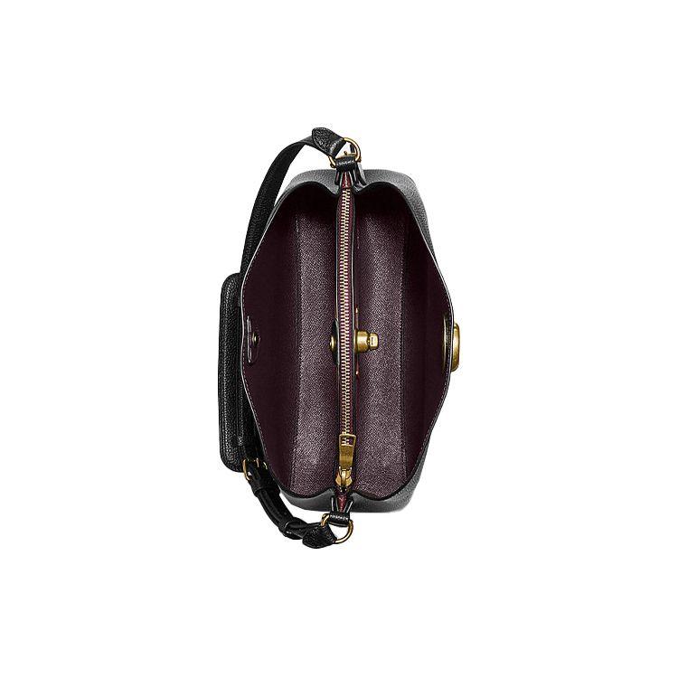 Coach Weide 32 Schlossverschluss Unifarben Abnehmbarer Schultergurt Leder Handtasche Damen Handtaschen Schwarz C2621-B4BK