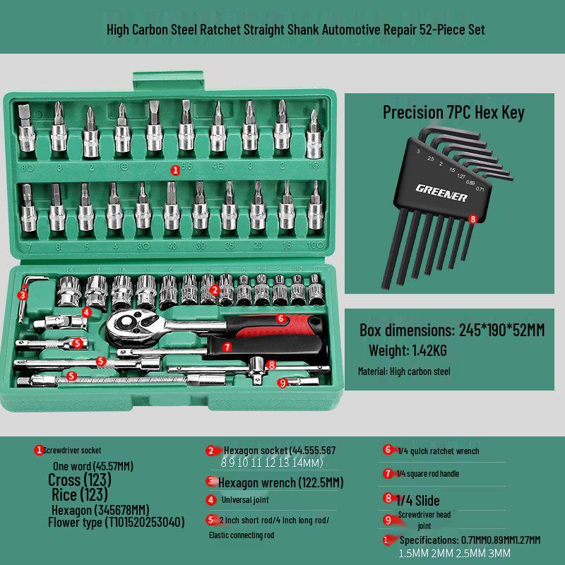 Multifunctional Automotive Ratchet Socket Wrench Tool Set
