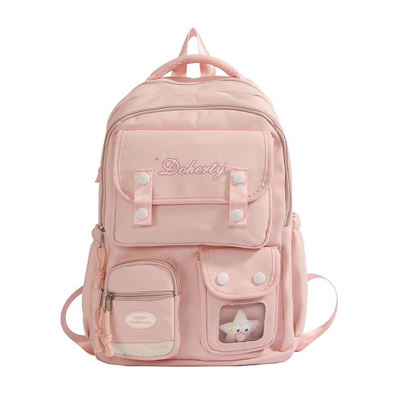 

A Fresh and Sweet Schoolbag with A Korean School Style, A Multi-layered Design, and A Solid Color Backpack for Female Junior High School Students
