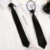 Unisex Black Color Simple Clip On Tie Slim Tie Uniform Shirt Suit Neckties For Men Women Lazy Neck Ties Clothing Accessories