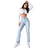 Summer New Women's Jeans Fashion Simple Slim Straight Light Blue Trousers