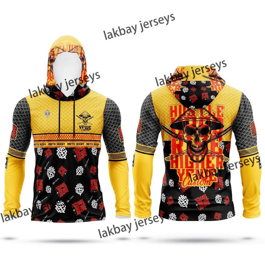 Warmer Long sleeve Jersey Hooded for men Sublimation Motorcycle jersey Riding Shirt M