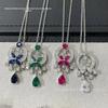 European and American Tassel Diamond Butterfly Teardrop Pendant Necklace - Women's Luxury High-End Clavicle Jewelry