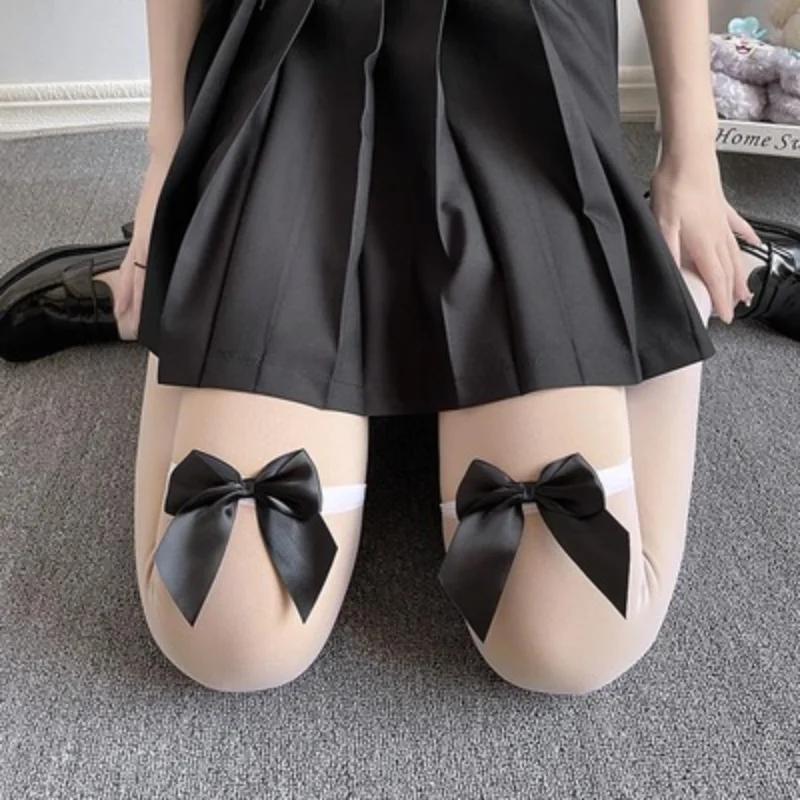 Jk Lolita Nylon Stockings Women Sweet Girls Thigh High Long Socks Japanese Style Kawai Cute Bowknot Summer Thigh High Stockings