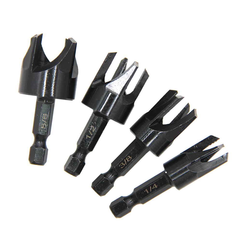 4Pieces Inch Hexagonal Shank Carbon Steel Hex Countersink Set for Wood Metal Quick Change Drill Bit Extraction Tool