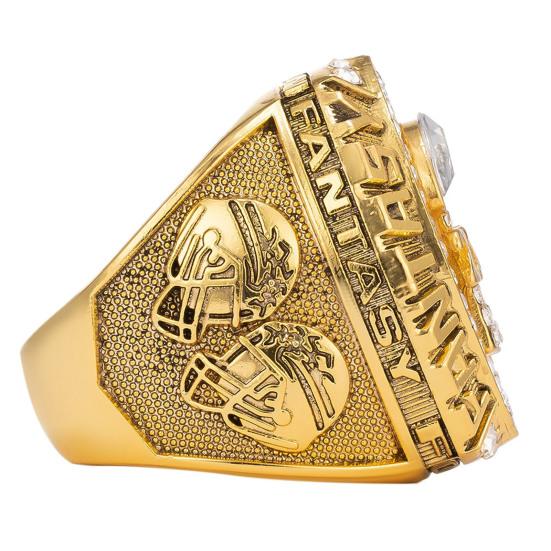 2024 Fantasy Football Championship Ring Championship Trophy Ring Award Medal with Wooden Box for Football League Champion