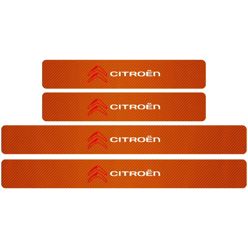 4Pcs Car Door Sill Protection Sticker Anti-scratch Carbon Fiber Door Sill Sticker For Citroen C1 C2 C3 C4 C4L VTS C-ELYSEE C3-XR