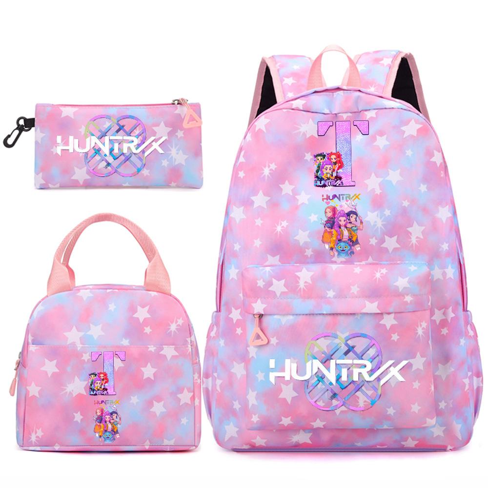 3Pcs/set Cartoon English Letter A-Z Printed Backpack Handbag Pencil Case for Teenger Student Girl Boy Bookbag Travel Bag Gift