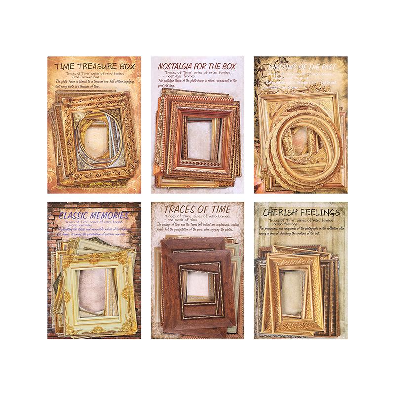 Yuezhen Time Imprint Retro Die-cut Journal Sticker Pack - Creative Borders and Pictures for Journaling