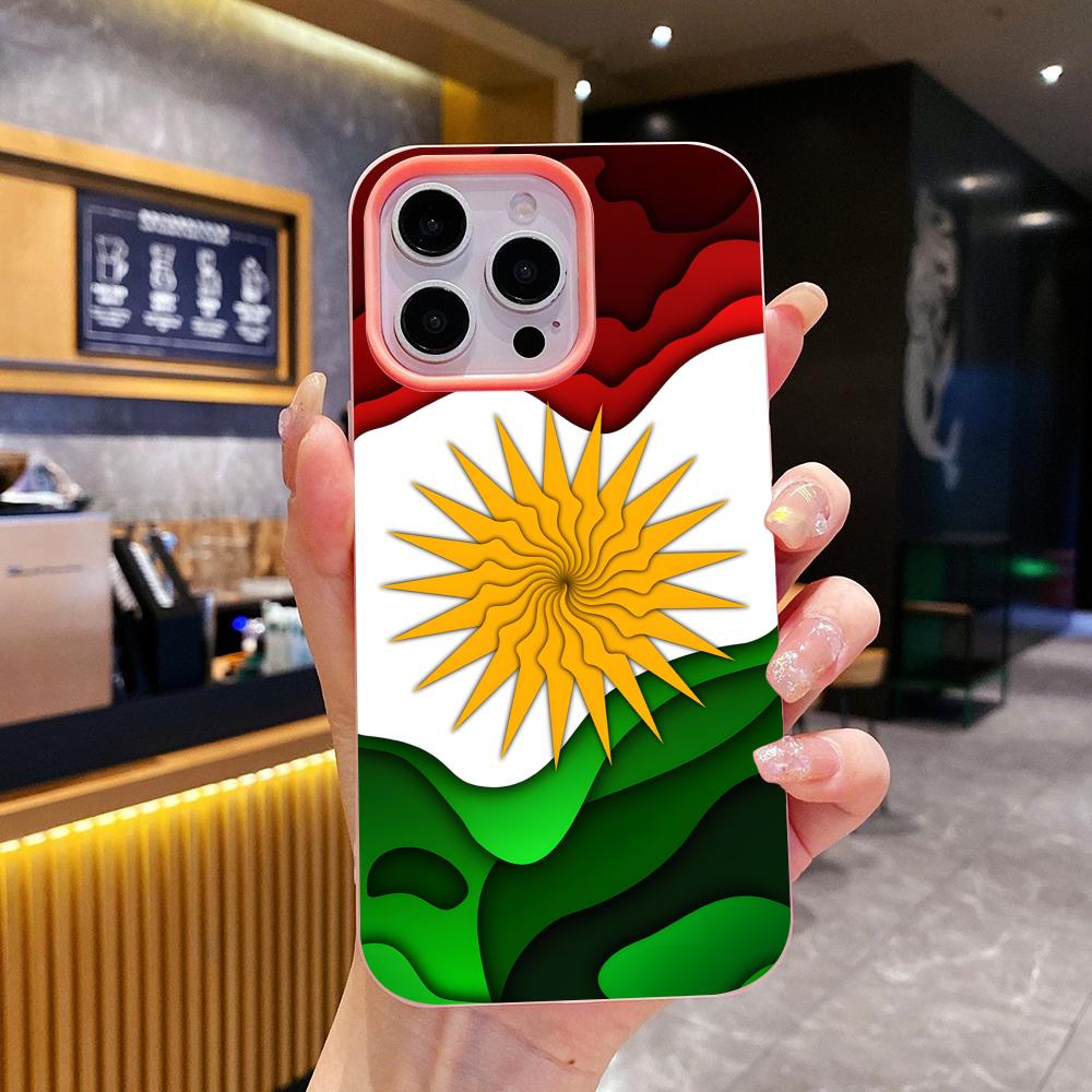 Kurdistan Flag Jelly Double layer Pink Mobile Phone Case for iPhone 17 16 15 14 13 12 11 Air Pro Max Plus Protective