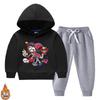 New Style Velvet-Enhanced Hooded Sweatshirt Two-Piece Set for Boys and Girls - Thick Warm Clothing for Autumn and Winter