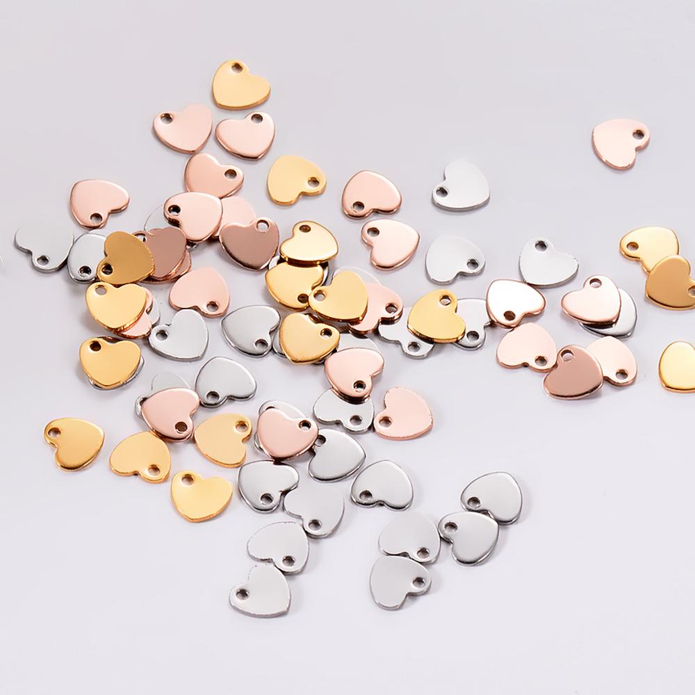 20Pcs/lot Stainless Steel Heart Charm Stamping Blank Pendant DIY Jewelry Making For necklace or Bracelet or Anklet