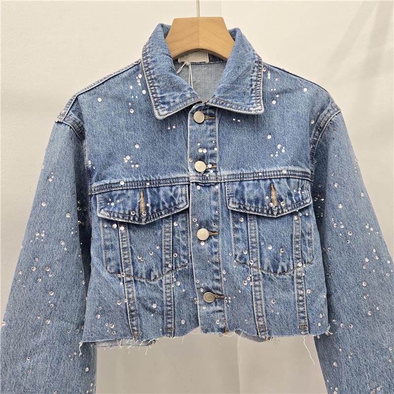European Station 2026 Spring Rhinestone Embellished Loose-Fit Women's Denim Jacket