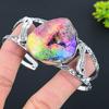 Natural Rainbow Solar Quartz Gemstone 925 Sterling Silver Cuff Bangle Adj. B7k39