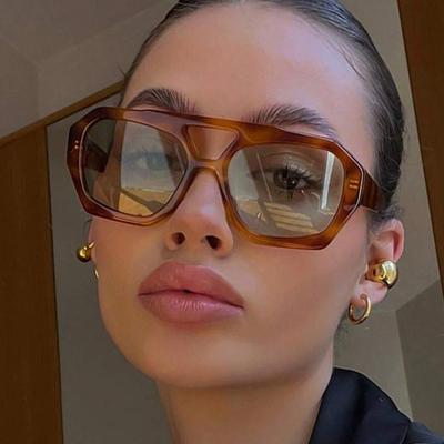Fashionable Square Sunglasses For Men And Women Dual-Beam Irregular Sun Glasses Female Retro Unique Ocean Lens Big Eyewear