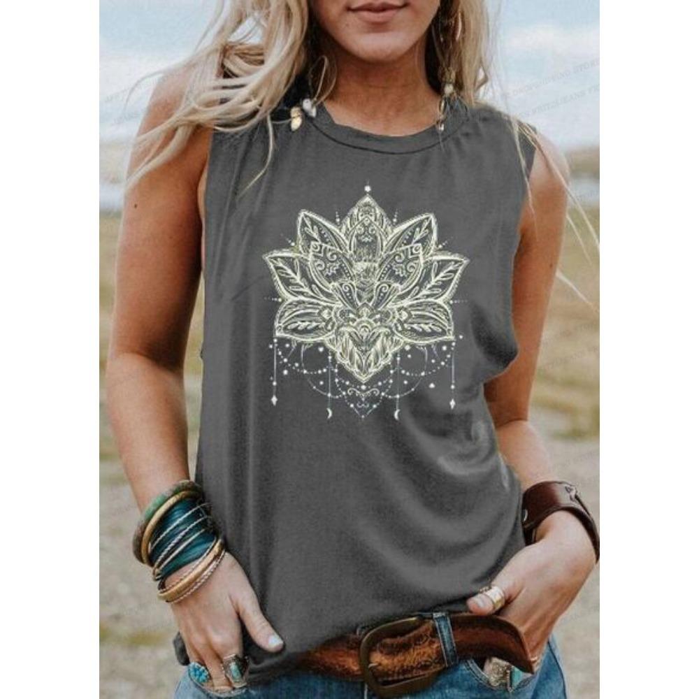 Vintage Tank Tops Women Fashion Sleeveless Letter Vest Girls Casual Floral Tanks Tops Crew Neck Tops Womens Clothing Tattoo