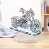 Faux Crystal Acrylic Motorcycle Ornament 2D Flat Clear Motorbike Table Sign with Base Home Office Desktop Bookshelf Decoration