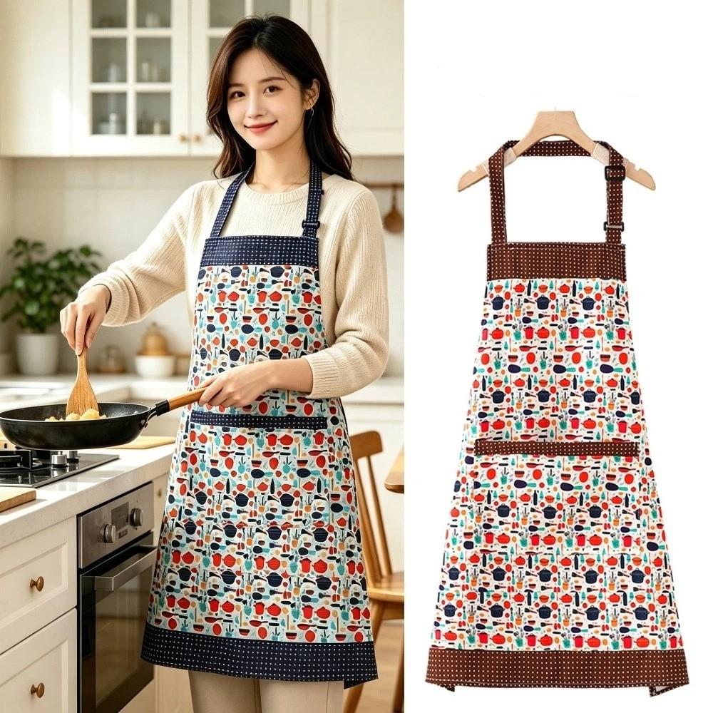 Wear Resistant Printed Apron Waterproof Women Waist Workwear Chef Apron Barbecue
