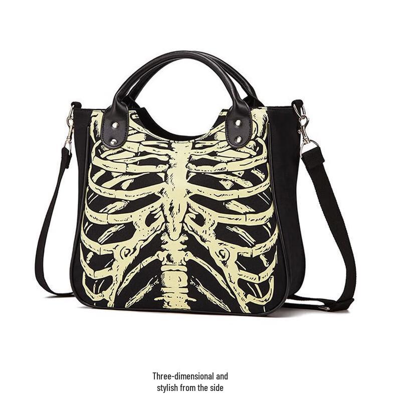 REWELL Luminous Skull Canvas Tote Bag