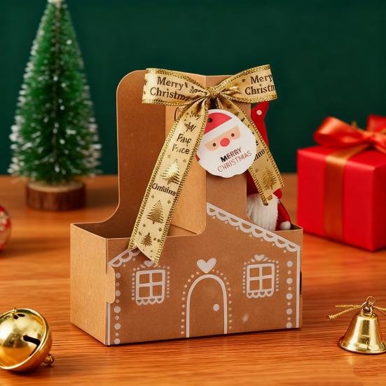 Gingerbread Drink Holder 2 Cup Drink Carrier with Handle Foldable Gingerbread House