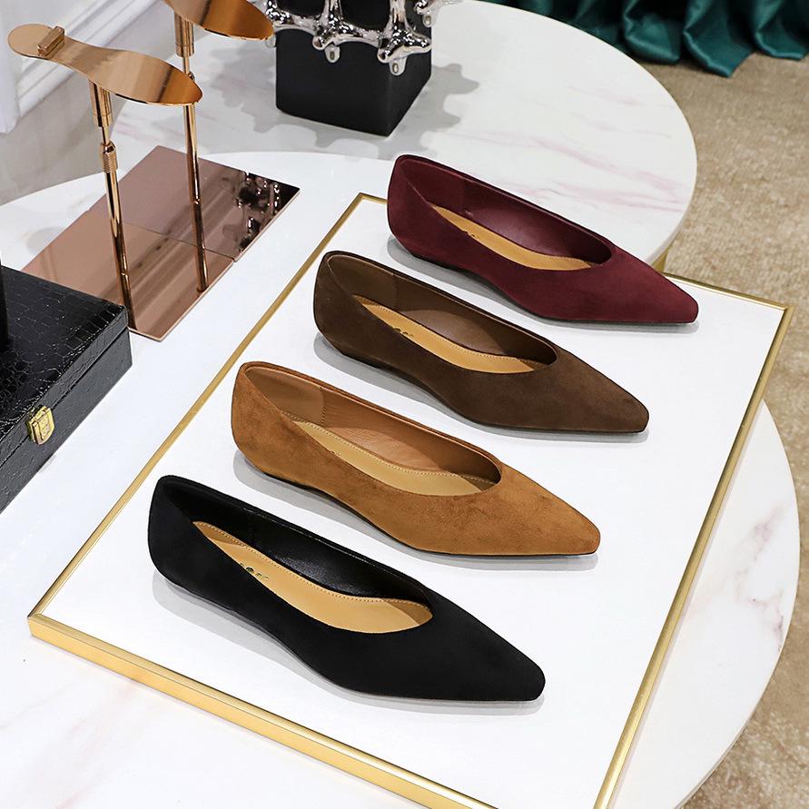 Korean Style Women's Wedge Heel Suede Pointed Toe Shoes - Comfortable & Versatile