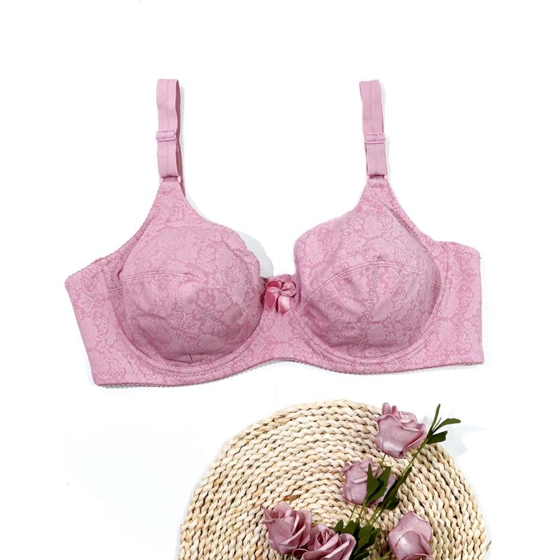 Women French Popular Sexy Bras Full Cup Bow Thin Uplift Bra Print Daily with Wire 3 Hooks Comfortable Lingerie