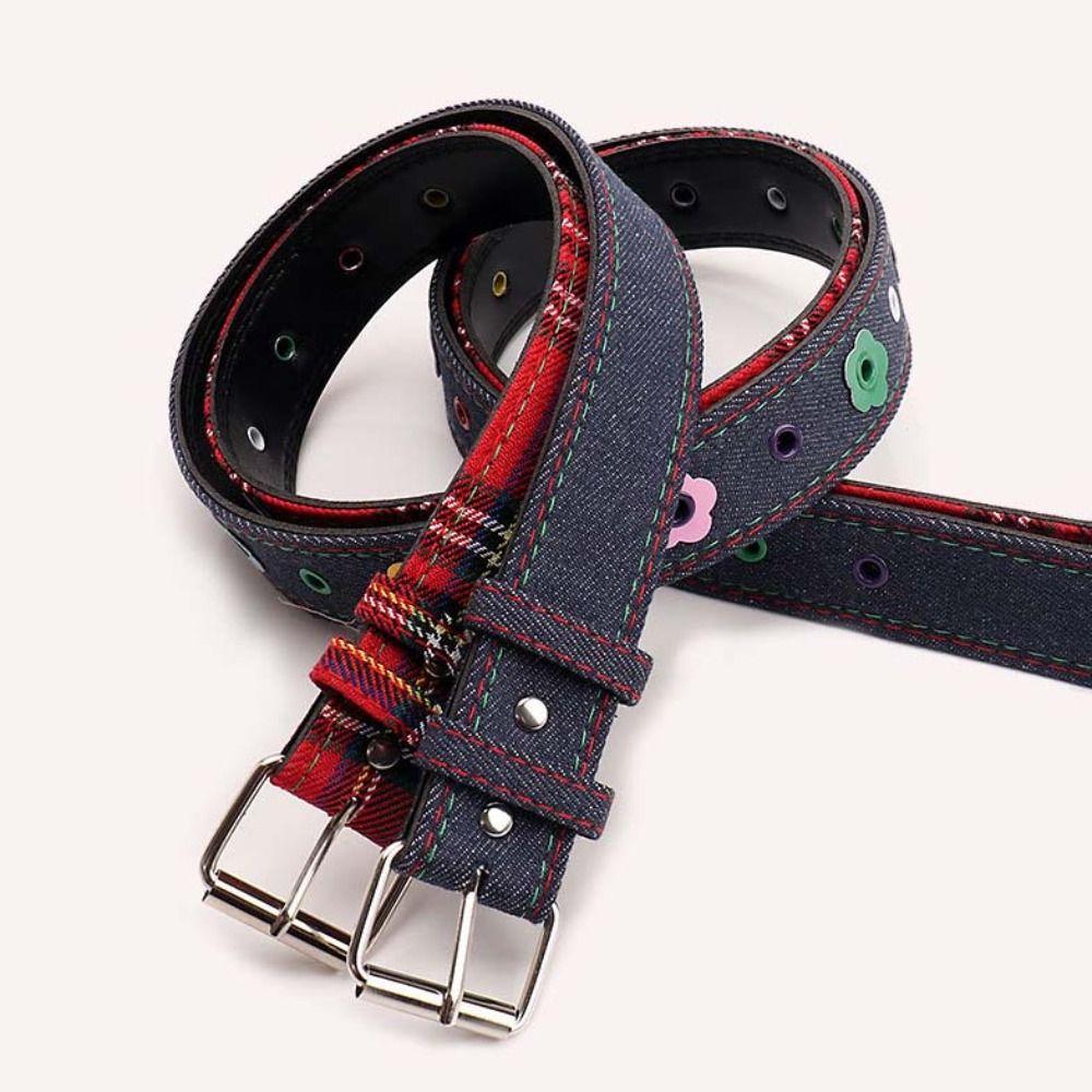 Trendy Dopamine Flower Leather Belt Metal Buckle Pu Leather Pin Buckle Waistband Casual Adjustable Waist Strap Women