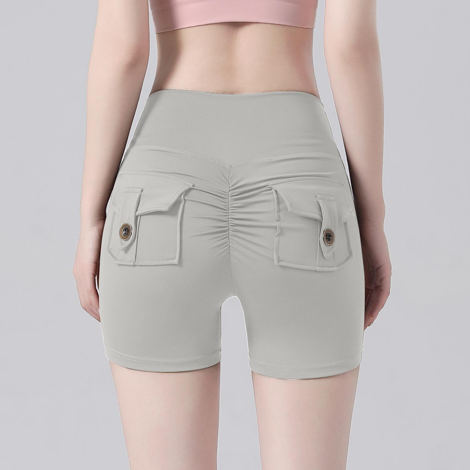 

Sports shorts, hips, running, sports yoga shorts, peach pants, elastic training, and thin new three-point pants for fitness. XS світло-сірого кольору